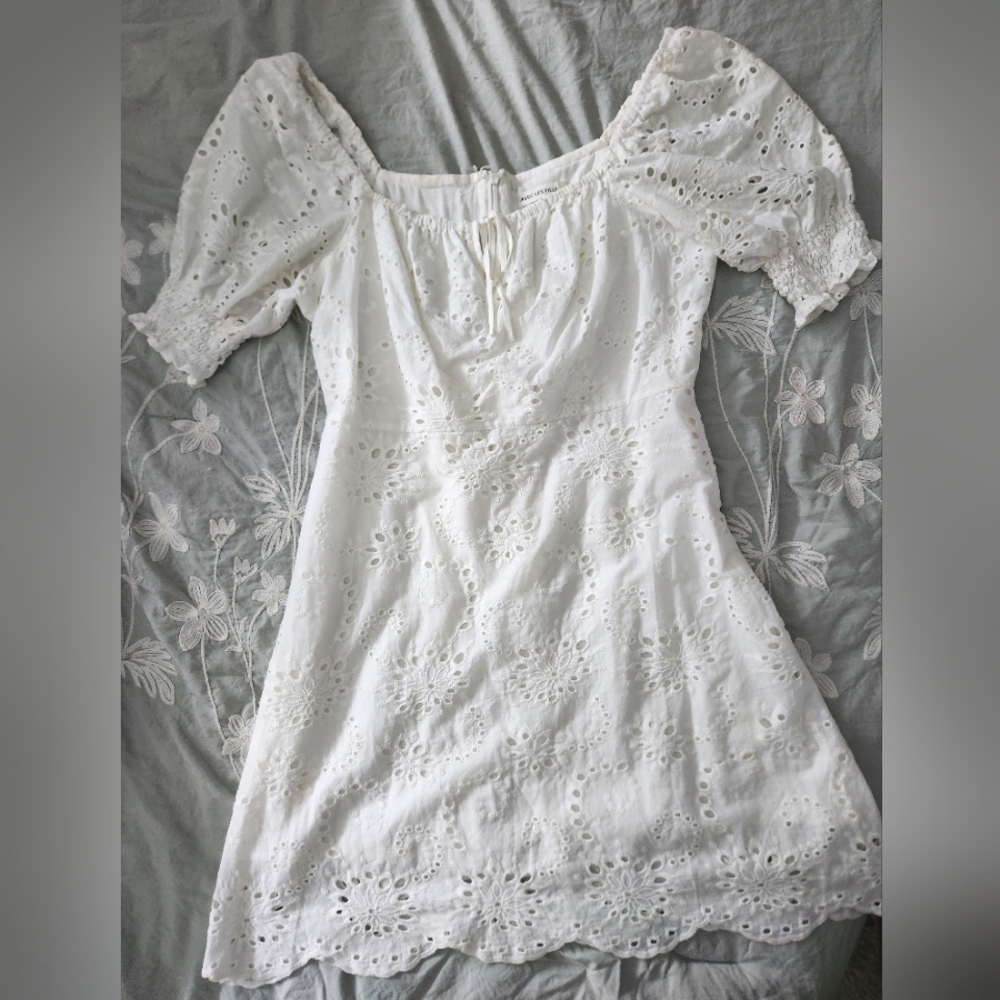 Avec Les Filles White Peasant Dress Small